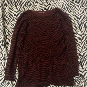 Burgundy Y2K Zebra Print Sweater